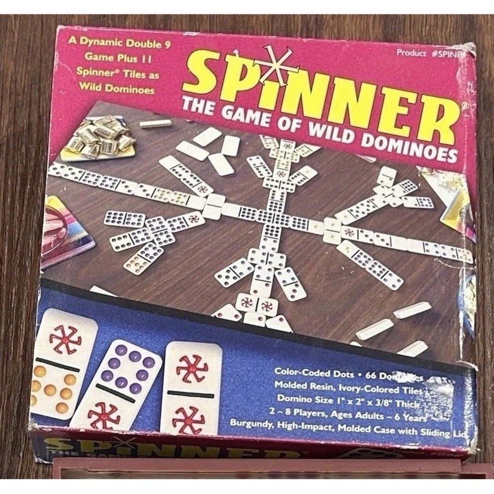 Vintage 1983 Spinner The Game of Wild Dominoes Color Coded Dots Complete Set